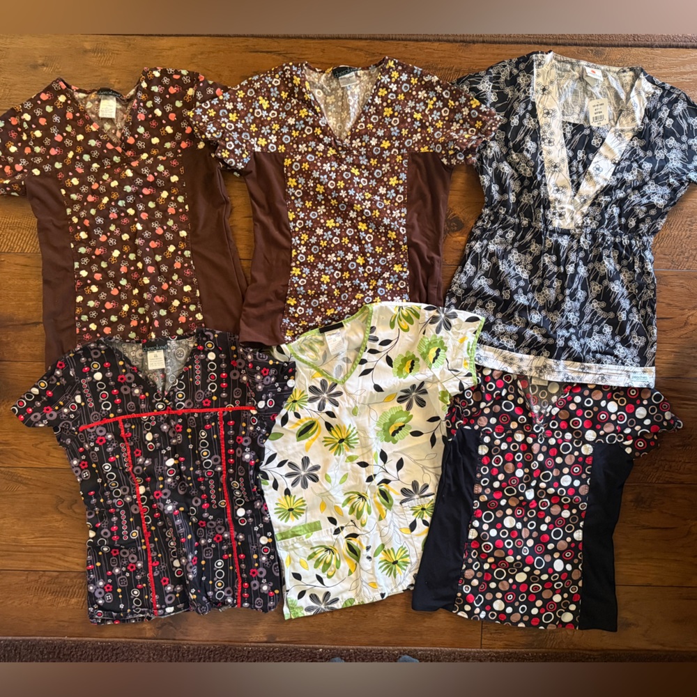 Scrub Tops Lot XS - Colorful Patterned Collection
